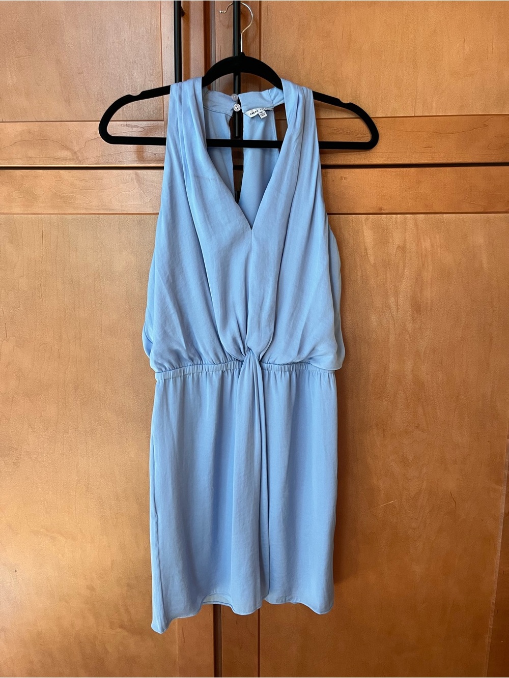 Naked Zebra Sleeveless Light Blue Twist-Waist Dress